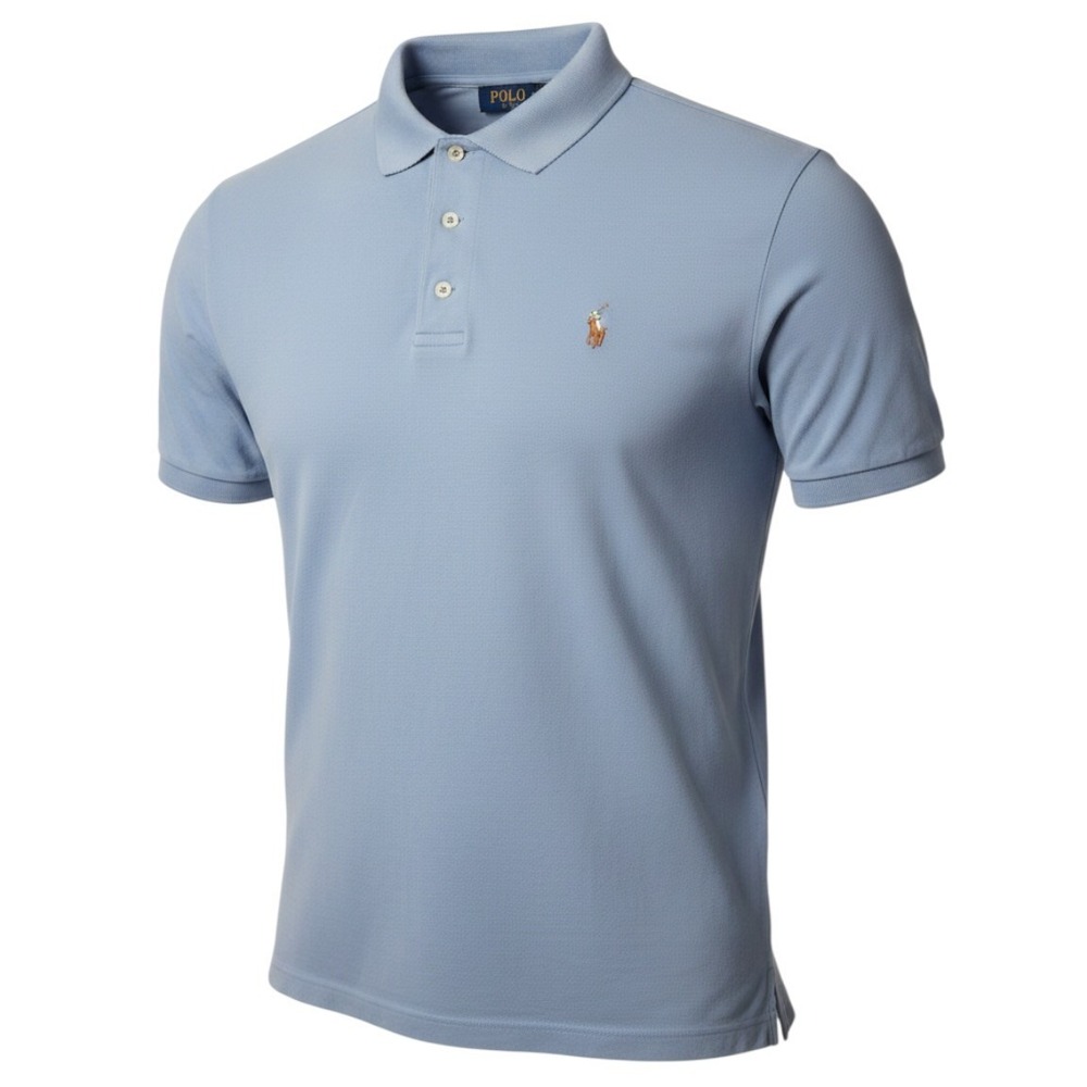Polo Ralph Lauren Custom Slim Fit Soft Touch Blue Polo Shirt Men's Size Lg NWT